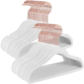 Foto 1 | Foto 1 | Perchas Infantiles Paquete De 50 Terciopelo Antideslizante Con Ganchos Oro Rosa 360° Blanco