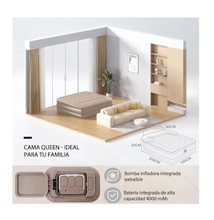 Foto 3 | Foto 3 | ''colchón Inflable Queen Con Bomba De Aire Eléctrica Respaldo Beige ''