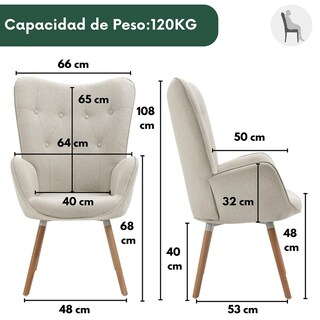 Foto 2 | Foto 2 | Sillon Individual Moderno Sillón Tapizado Beige Gomyhome