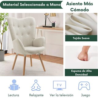 Foto 3 | Foto 3 | Sillon Individual Moderno Sillón Tapizado Beige Gomyhome