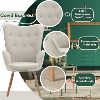 Foto 4 | Foto 4 | Sillon Individual Moderno Sillón Tapizado Beige Gomyhome