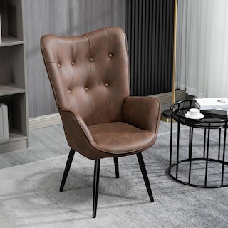 Foto 1 | Foto 1 | Sillón De Cuero Silla De Acento Retro Sofá Individual Marron Gomyhome