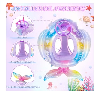 Foto 2 | Foto 2 | Flotador Salvavidas Inflable Bebe Anillo De Natación 1-5años Color Rosa-sirena