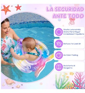 Foto 3 | Foto 3 | Flotador Salvavidas Inflable Bebe Anillo De Natación 1-5años Color Rosa-sirena