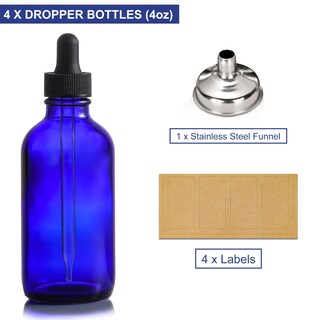 Foto 4 | Foto 4 | Frascos Cuentagotas Aozita De Vidrio Azul De 120 Ml Con Tapa Negra Paquete De 4 - Venta Internacional.