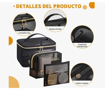 Foto 4 | Foto 4 | 3 Cosmetiquera Bolsas De Maquillaje Nesese Cosméticos Viaje