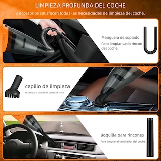 Foto 3 | Foto 3 | Aspiradora Portátil Inalámbrico De Mano Con Filtro Lavable Volumen 500ml Naranja