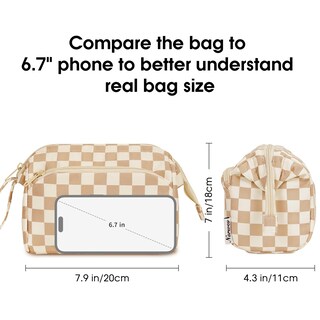 Foto 4 | Foto 4 | Bolsa De Maquillaje Narwey Grande A Cuadros Para Mujer (20 X 18 X 11 Cm) - Venta Internacional.