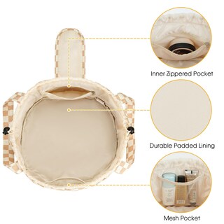 Foto 2 | Foto 2 | Bolsa De Maquillaje Narwey Barrel Con Cordón A Cuadros Marrón - Venta Internacional.