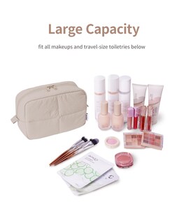 Foto 3 | Foto 3 | Bolsa De Maquillaje Narwey Puffy Acolchada Para Mujer De Viaje Color Caqui - Venta Internacional.