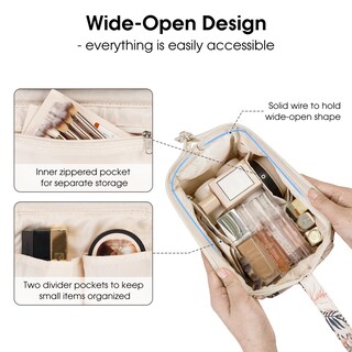 Foto 2 | Foto 2 | Bolsa De Maquillaje Narwey Organizador De Cosméticos De Viaje Con Apertura Amplia Color Beige - Venta Internacional.