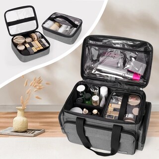 Foto 2 | Foto 2 | Bolsa De Maquillaje Bafaso Grande Con 2 Bolsas Y Separadores Extraíbles Color Gris - Venta Internacional.