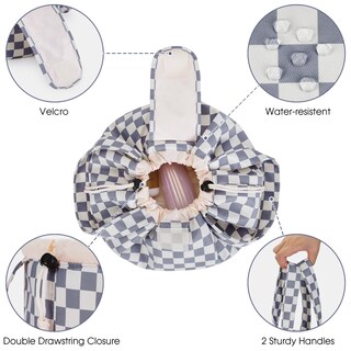 Foto 4 | Foto 4 | Bolsa De Maquillaje Narwey Barrel Con Cordón A Cuadros Azul Grisáceo - Venta Internacional.