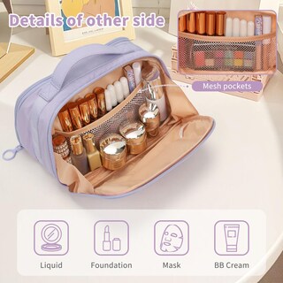 Foto 3 | Foto 3 | Bolsa De Maquillaje De Viaje Ocheal  Ancha Y Plana  Para Cosméticos  Color Morado - Venta Internacional.