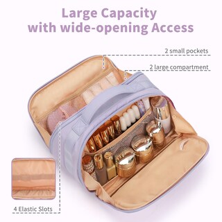 Foto 4 | Foto 4 | Bolsa De Maquillaje De Viaje Ocheal  Ancha Y Plana  Para Cosméticos  Color Morado - Venta Internacional.