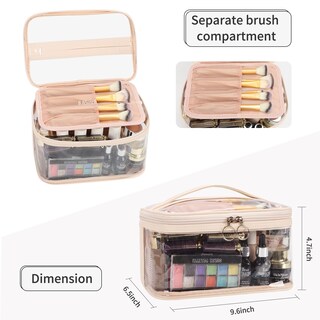 Foto 3 | Foto 3 | Bolsa De Maquillaje Portátil Transparente Ocheal Para Cosméticos Con Compartimento Para Brochas - Venta Internacional.