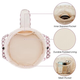Foto 5 | Foto 5 | Bolsa De Maquillaje Narwey Barrel Con Cordón A Cuadros Dusty Rose - Venta Internacional.