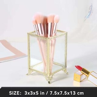 Foto 2 | Foto 2 | Soporte Para Brochas De Maquillaje Organizador Vintage De Vidrio Hecho A Mano Dorado - Venta Internacional.