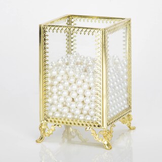 Foto 3 | Foto 3 | Soporte Para Brochas De Maquillaje Organizador Vintage De Vidrio Hecho A Mano Dorado - Venta Internacional.