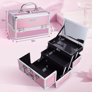 Foto 4 | Foto 4 | Organizador De Cosméticos Makeup Train Case Frenessa Con Espejo  Color Rosa - Venta Internacional.