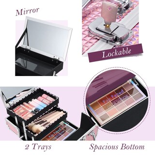 Foto 5 | Foto 5 | Organizador De Cosméticos Makeup Train Case Frenessa Con Espejo Color Rosa - Venta Internacional.
