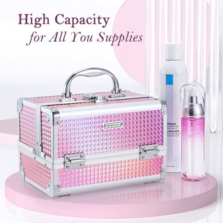 Foto 6 | Foto 6 | Organizador De Cosméticos Makeup Train Case Frenessa Con Espejo  Color Rosa - Venta Internacional.