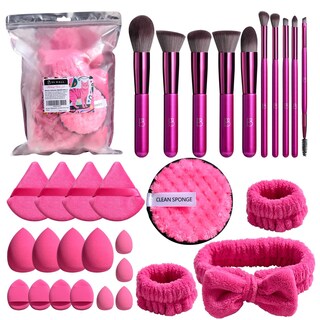 Foto 2 | Foto 2 | Set De Brochas De Maquillaje Bs-mall  30 Unidades  Con Toallitas Para Lavar La Cara - Venta Internacional.