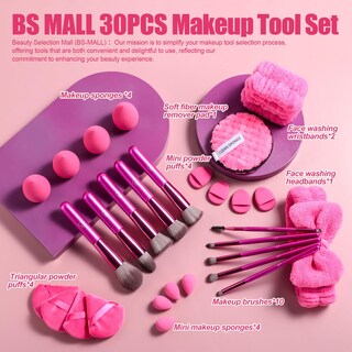 Foto 3 | Foto 3 | Set De Brochas De Maquillaje Bs-mall  30 Unidades  Con Toallitas Para Lavar La Cara - Venta Internacional.