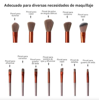 Foto 3 | Foto 3 | Set 13 Piezas De Brochas Marrones Para Maquillaje Brochas Para Maquillaje Brochas Maquillaje Profesiona