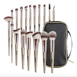 Set De 18 Brochas De Maquillaje Dorado