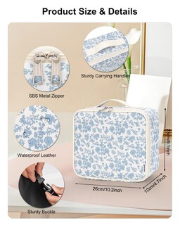 Foto 2 | Foto 2 | Bolsa De Maquillaje Relavel Travel Con Espejo Led Y Almacenamiento Blue Flower - Venta Internacional.