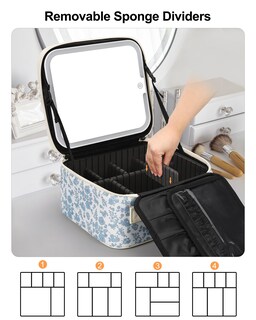 Foto 5 | Foto 5 | Bolsa De Maquillaje Relavel Travel Con Espejo Led Y Almacenamiento Blue Flower - Venta Internacional.