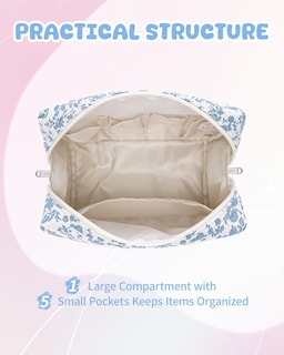 Foto 3 | Foto 3 | Bolsa De Maquillaje Narwey Personalizada Con Inicial Floral Azul - Venta Internacional.