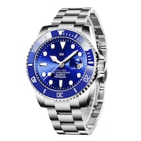 Reloj Impermeable Para Hombre Correa Plateado Bisel Eo Safe Imports Esi-21441 Azul