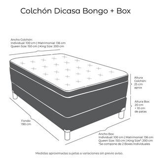 Foto 5 | Foto 5 | Colchón Restonic Bongo Matrimonial + Box Dicasa Azul