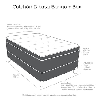 Foto 5 | Foto 5 | Colchón Restonic Bongo Queen Size + Box Dicasa Azul