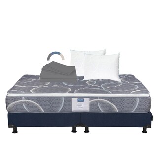 Foto 1 | Foto 1 | Colchón Restonic Bongo King Size + Box Dicasa Azul + Almohada Oso 2 + Sábanas Basic