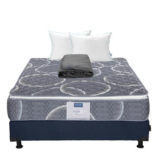 Foto 1 | Foto 1 | Colchón Restonic Bongo Matrimonial + Box Dicasa Azúl Marino + Almohada Royal Twin + Protector Lux