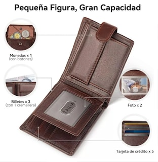Foto 2 | Foto 2 | Carteras De Lujo Xtellar Para Hombres Piel Genuina Protección Rfid Estilo Único Marrón