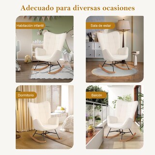 Foto 6 | Foto 6 | Mecedora Sillón Moderno Cómodo Sillón Reclinable Terciopelo Blanco Gomyhome