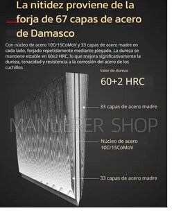 Foto 2 | Foto 2 | Cuchillo  Xtellar Chef Acero Damasco Profesional Cuchillos De Cocina