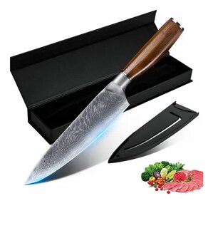 Foto 1 | Foto 1 | Chef Cuchillo Xtellar Mango De Madera Damascos Con Funda De Plástico