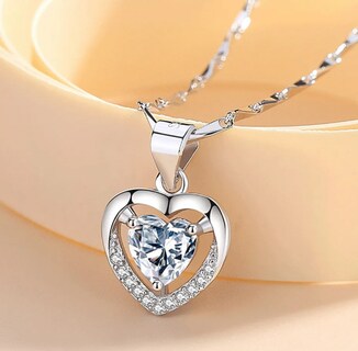 Foto 4 | Foto 4 | Collar Xtellar De Corazón Chapado En Plata 925 Y Cristal - Joyería Exquisita Con Caja De Regalo Romántica