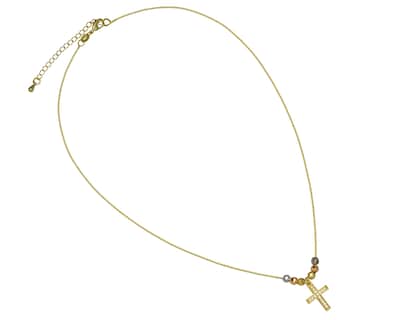 Foto 2 | Foto 2 | Gargantilla Cruz Bolitas 45cm Horoz Chapa De Oro 18k Ch111