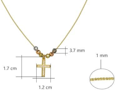 Foto 5 | Foto 5 | Gargantilla Cruz Bolitas 45cm Horoz Chapa De Oro 18k Ch111