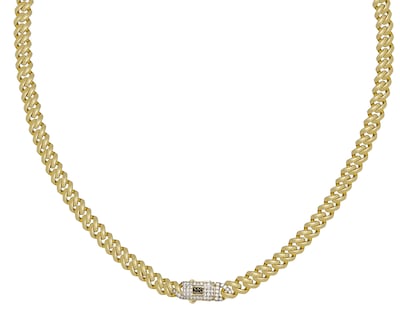 Foto 1 | Foto 1 | Collar Eslabones Anchos Con Broche De Circonias 60cm Horoz Chapa De Oro 18k Ch115