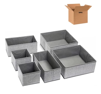 Foto 1 | Foto 1 | 6 Pcs Cajas De Almacenamiento Y Organizador De Ropa En Tela Gris
