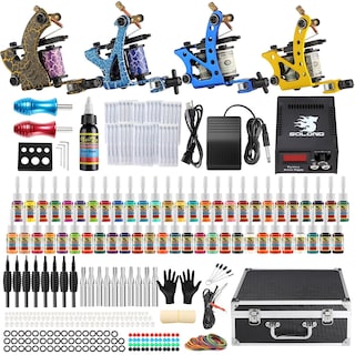Foto 1 | Foto 1 | Kit De Tatuaje Solong Tattoo Tk453-us Con 4 Ametralladoras Pro 54 Tintas - Venta Internacional.