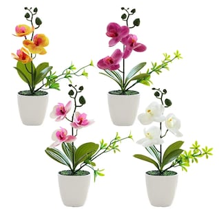 Foto 3 | Foto 3 | 4 Pzs Arreglo Orquídeas Artificiales Decoración Con Macetas