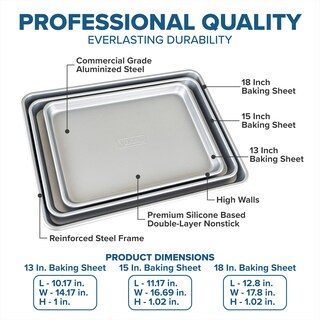 Foto 5 | Foto 5 | Juego De Bandejas Para Hornear Viking De Acero Aluminizado Antiadherente 3 Piezas - Venta Internacional.